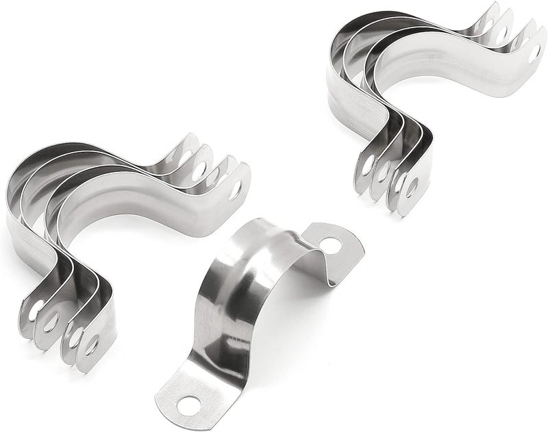 Jersvimc 10Pcs 1-9/16 Inch Stainless Steel Conduit Clamps, Two Hole Strap U Bracket Rigid Pipe Strap Metal U Clamp Conduit Strap Tension Clips U-tube Clamp Heavy Duty - Image 1